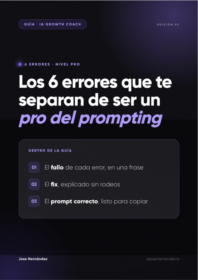 Portada de la guía Los 6 errores que te separan de ser un pro del prompting