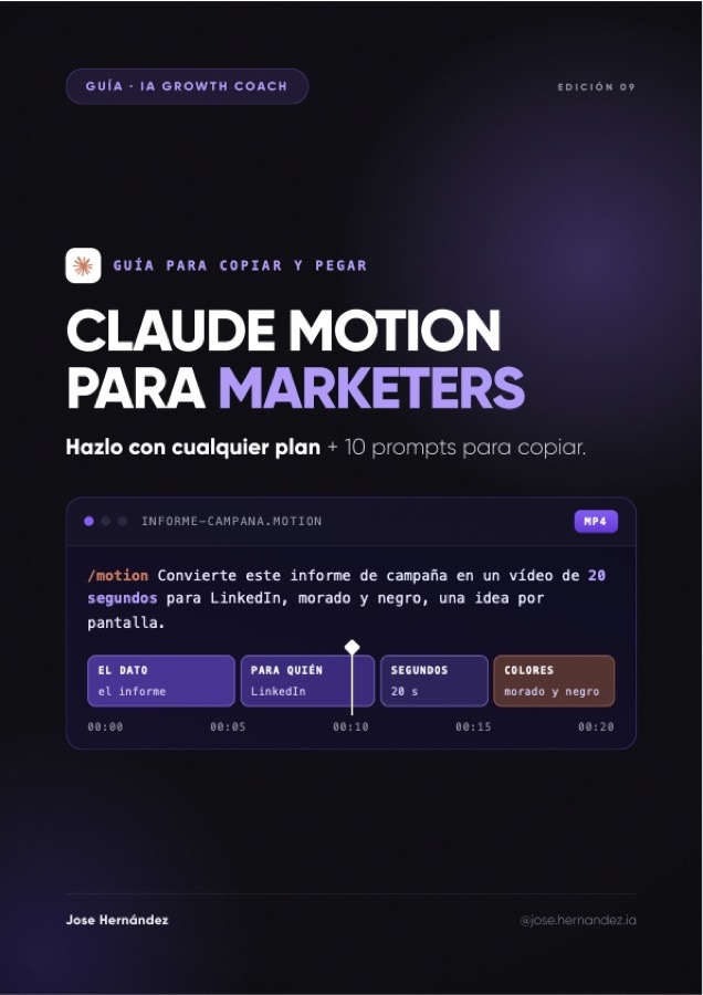 Portada de la guía Claude Motion para marketers: 10 prompts